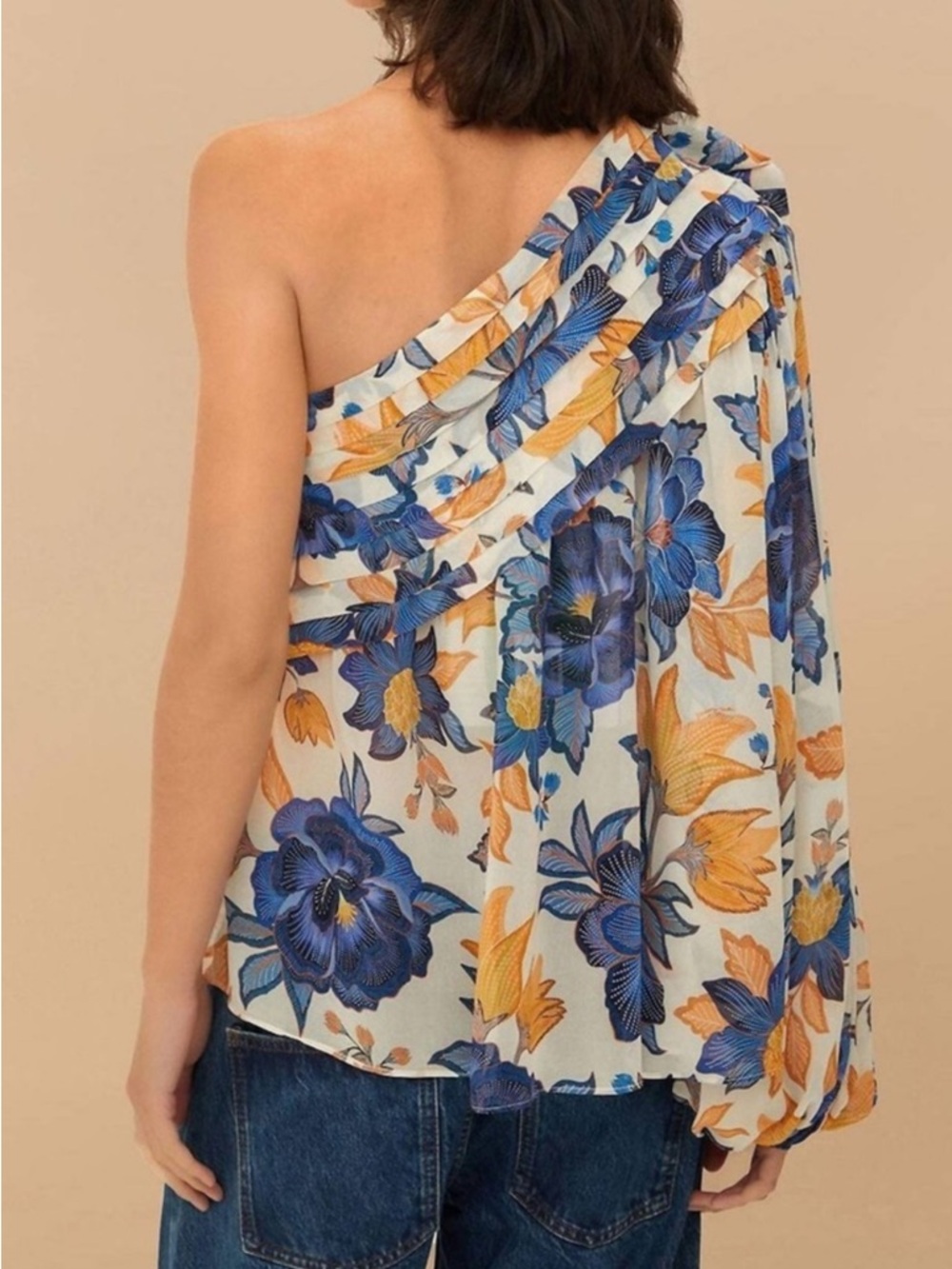 one-shoulder floral print top blouse by Farm Rio DT - Picture 2 of 13